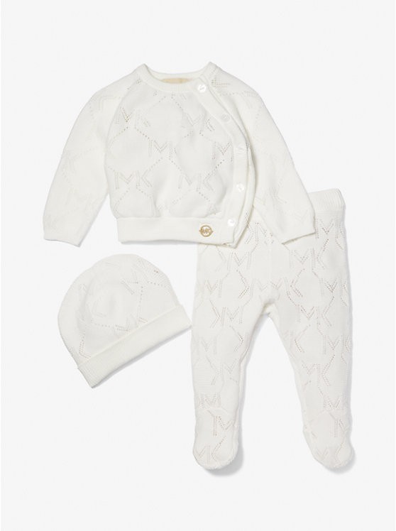 Pointelle Logo Cotton 3-Piece Baby Gift Set