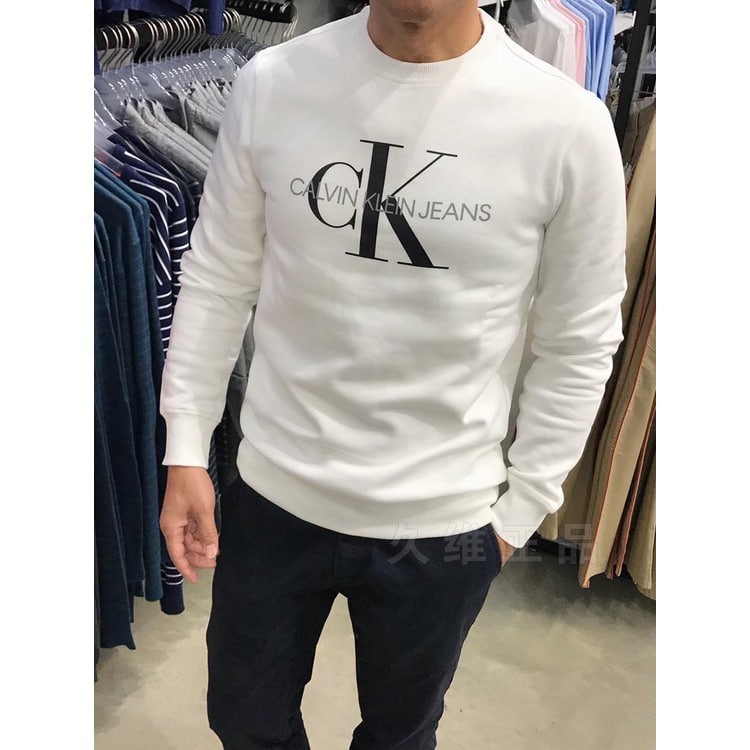 CALVIN CK Classic Letter logo Sweatshirt Men Women Couple Style Collar Label+Tag